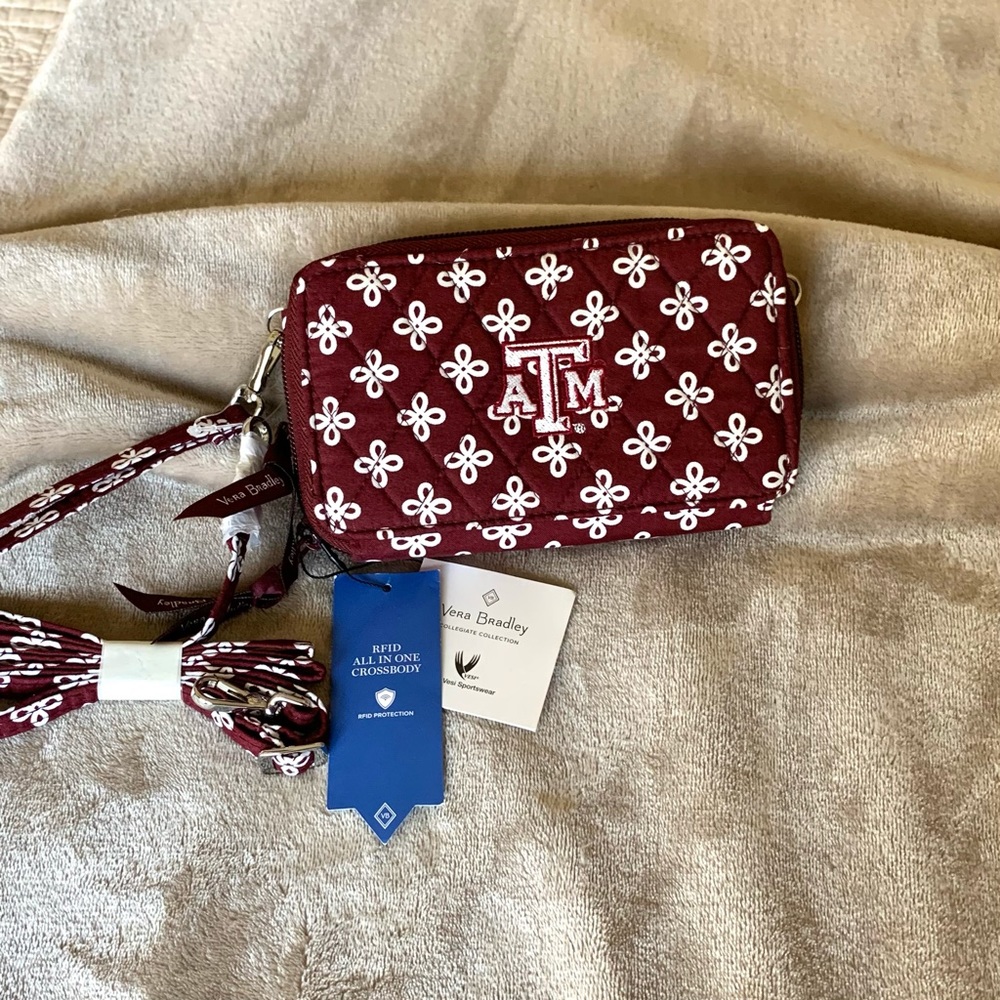 NWT Vera Bradley Crossbody Wallet Texas A&M Aggies